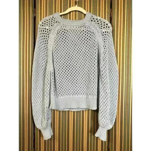 Stylish Light Blue Open Knit Sweater Casual Chic Layering Piece